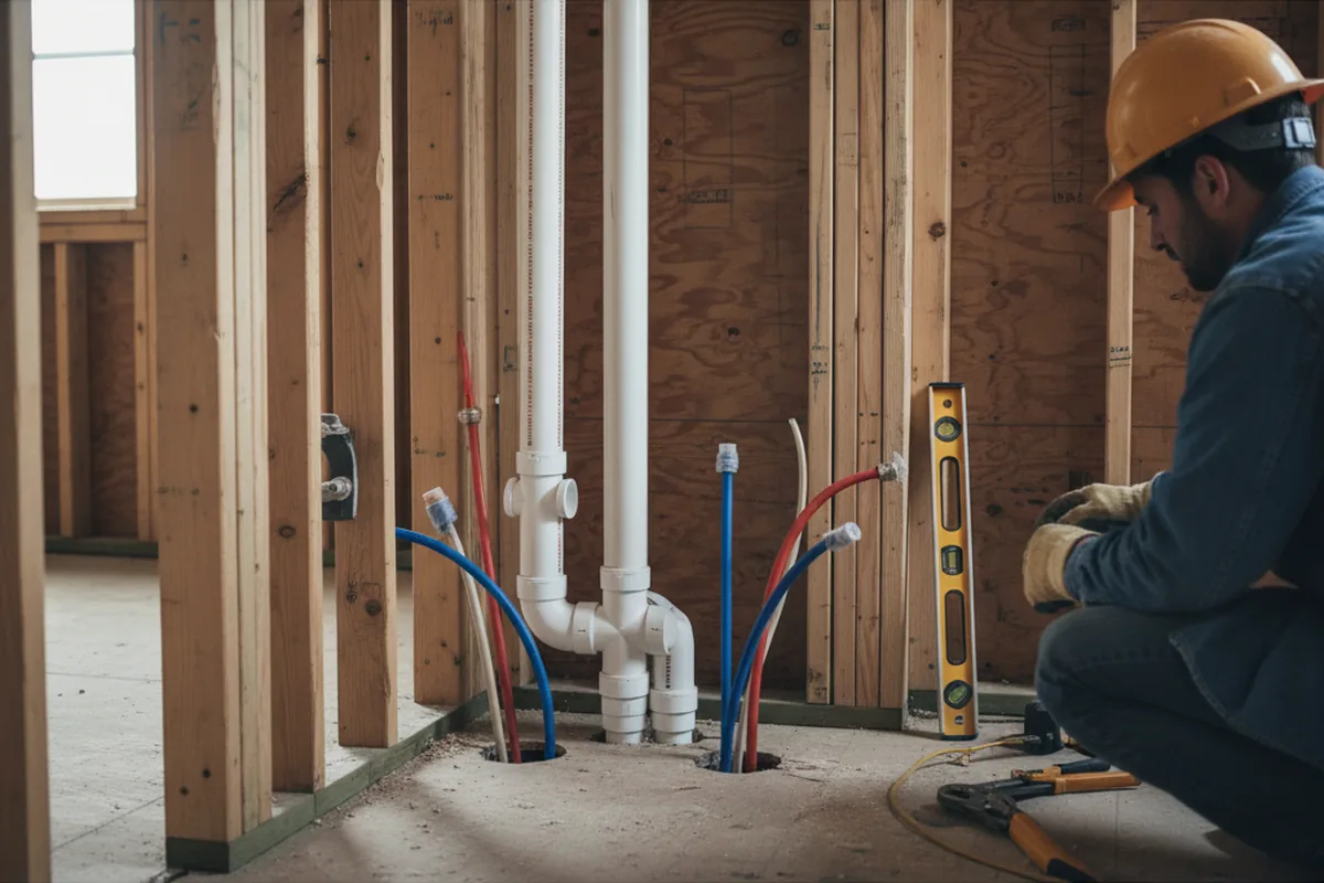 Drain and supply rough-in during Sump Pump Repair in Talking Rock