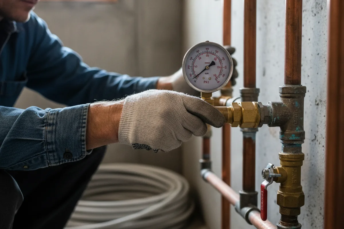 Pressure testing a repaired line during Water Line Repair in Talking Rock